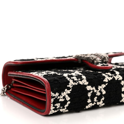 Gucci Tweed GG Monogram Mini Dionysus Chain Wallet Black White Romantic Cherry 9 of 11