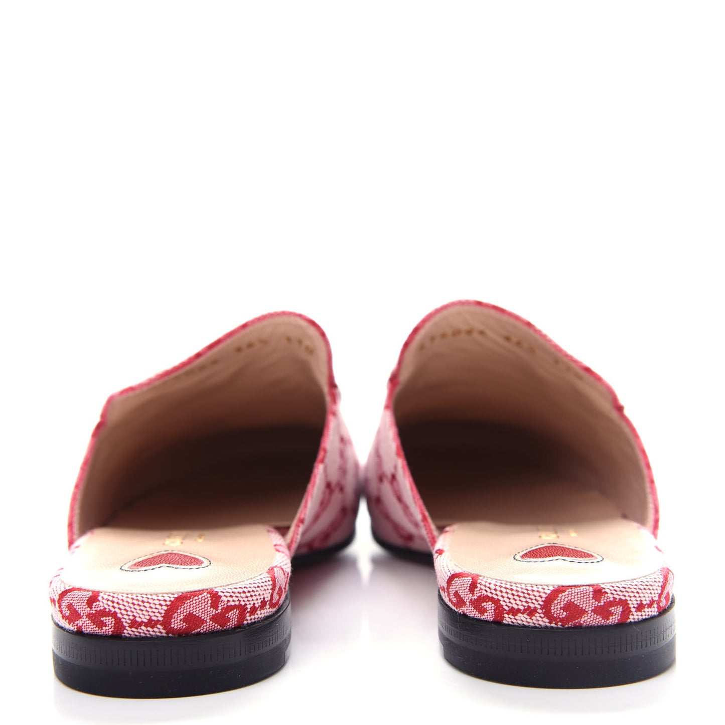 Canvas GG Monogram Horsebit Womens Princetown Slippers 36.5 Gardenia Hibiscus Red