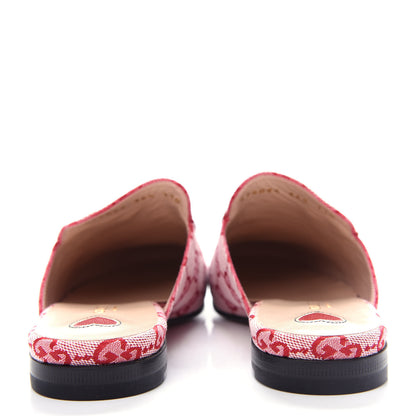 Gucci Canvas GG Monogram Horsebit Womens Princetown Slippers 36.5 Gardenia Hibiscus Red 7 of 11