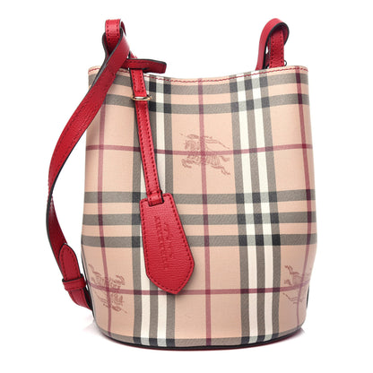 Burberry Haymarket Check Colours Small Lorne Bucket Crossbody Poppy Red 1 of 9