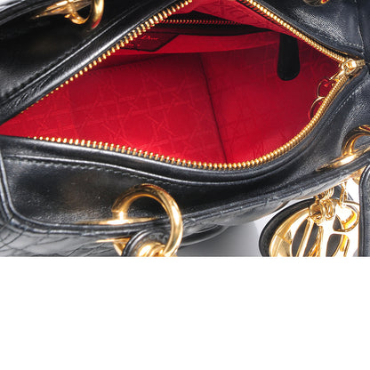 Christian Dior Lambskin Cannage Medium Lady Dior Black 7 of 8