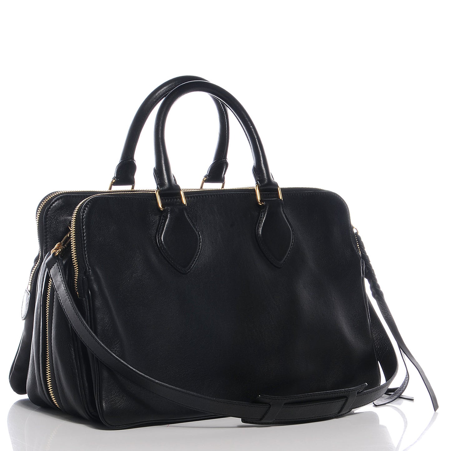 Smooth Calfskin Small Triptyque Satchel Black