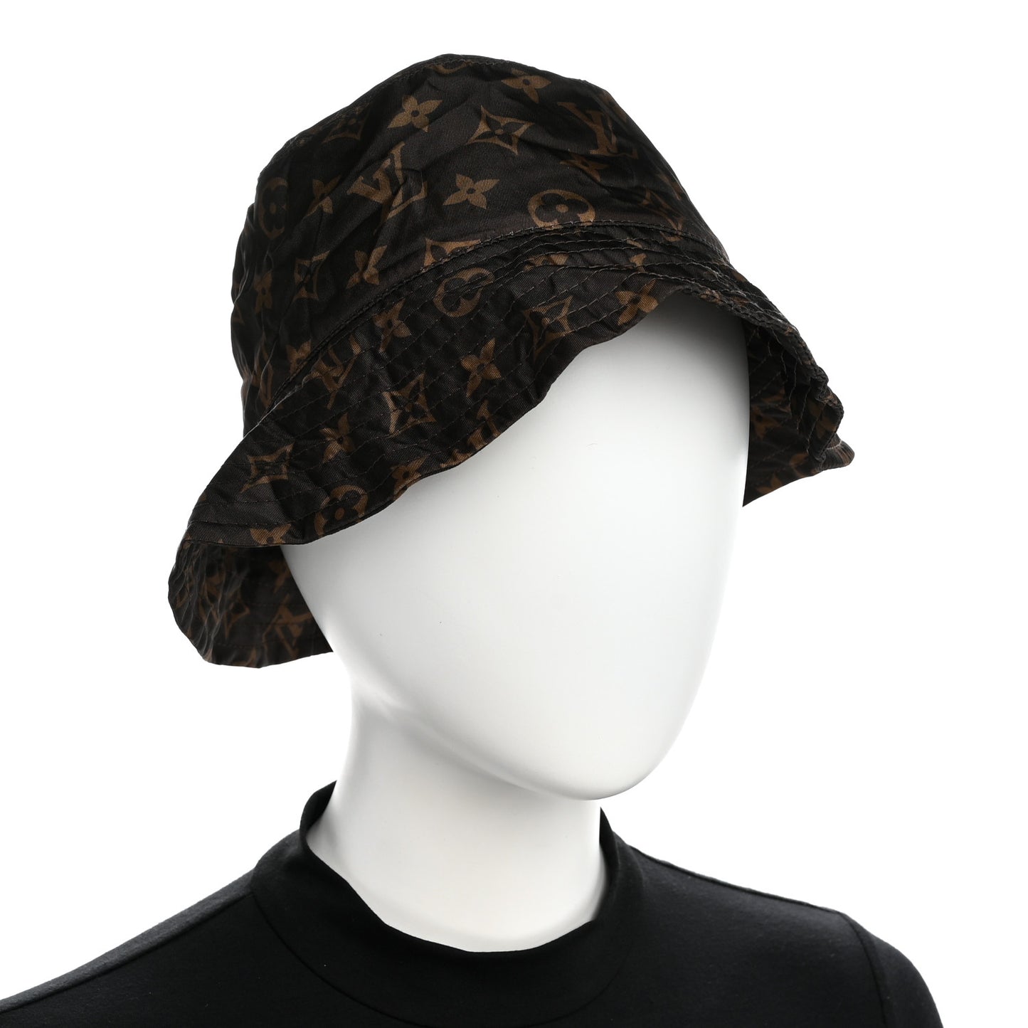 Nylon Monogram Reversible Bob Bucket Hat S Brown Black