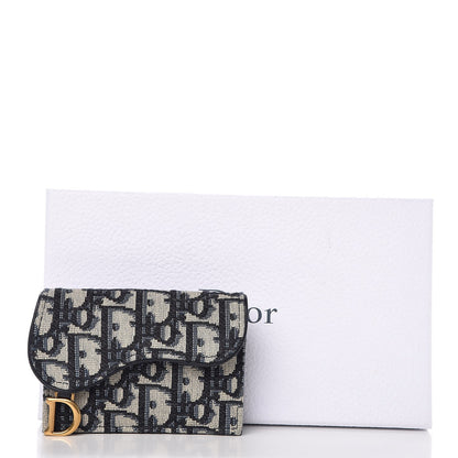 Christian Dior Oblique Saddle Card Holder Blue 8 of 8