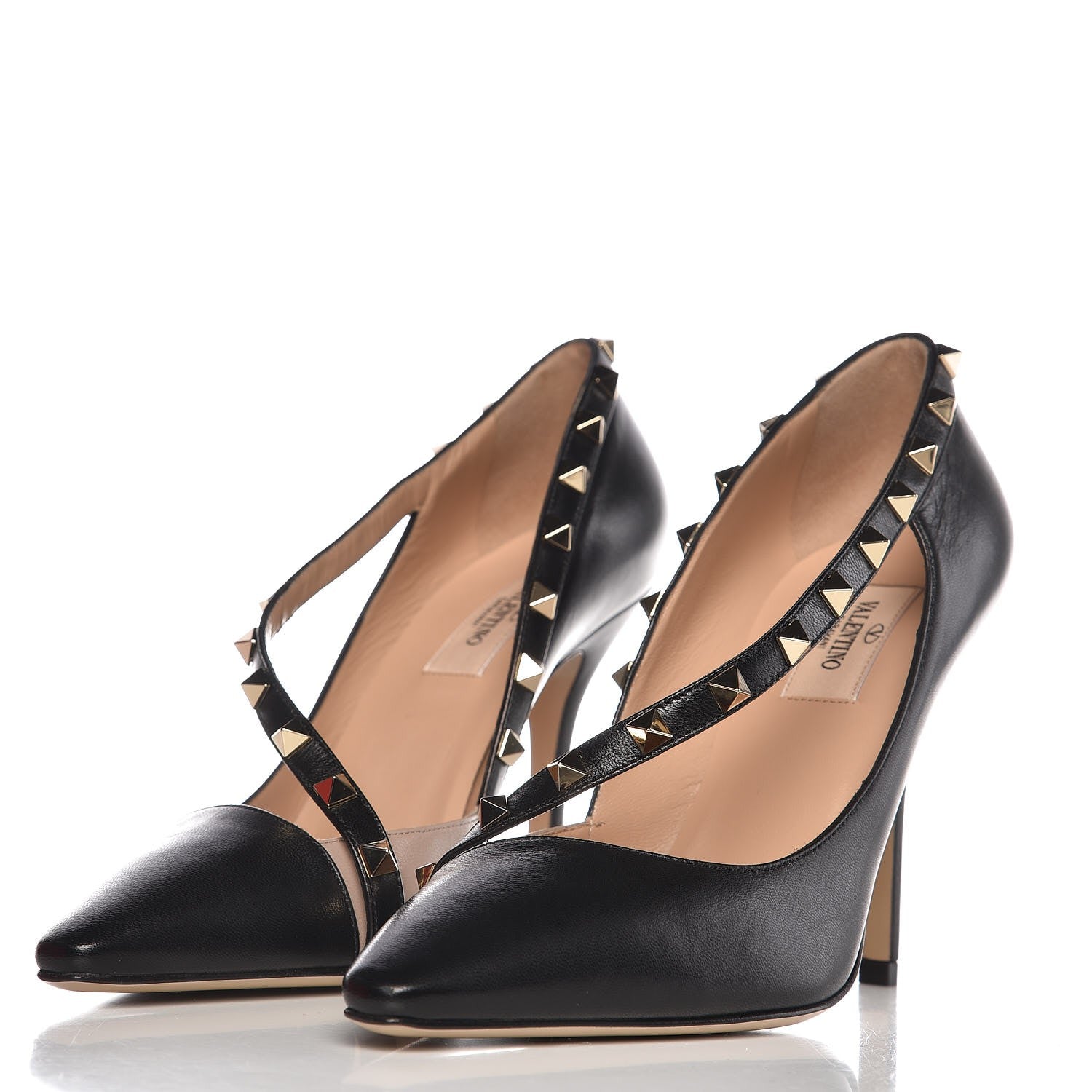 Valentino Garavani Nappa Rockstud Cross Strap D'Orsay 105mm Pumps 38 Black 2 of 12