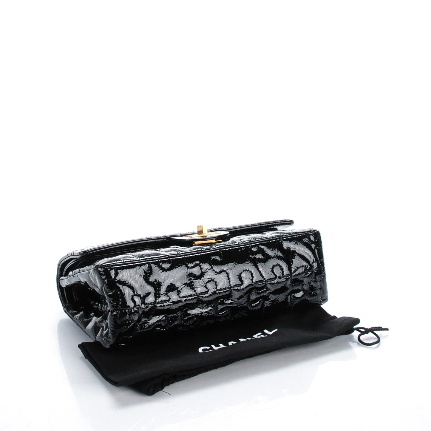 Crackled Patent Calfskin Puzzle 2.55 Reissue 225 Flap Black