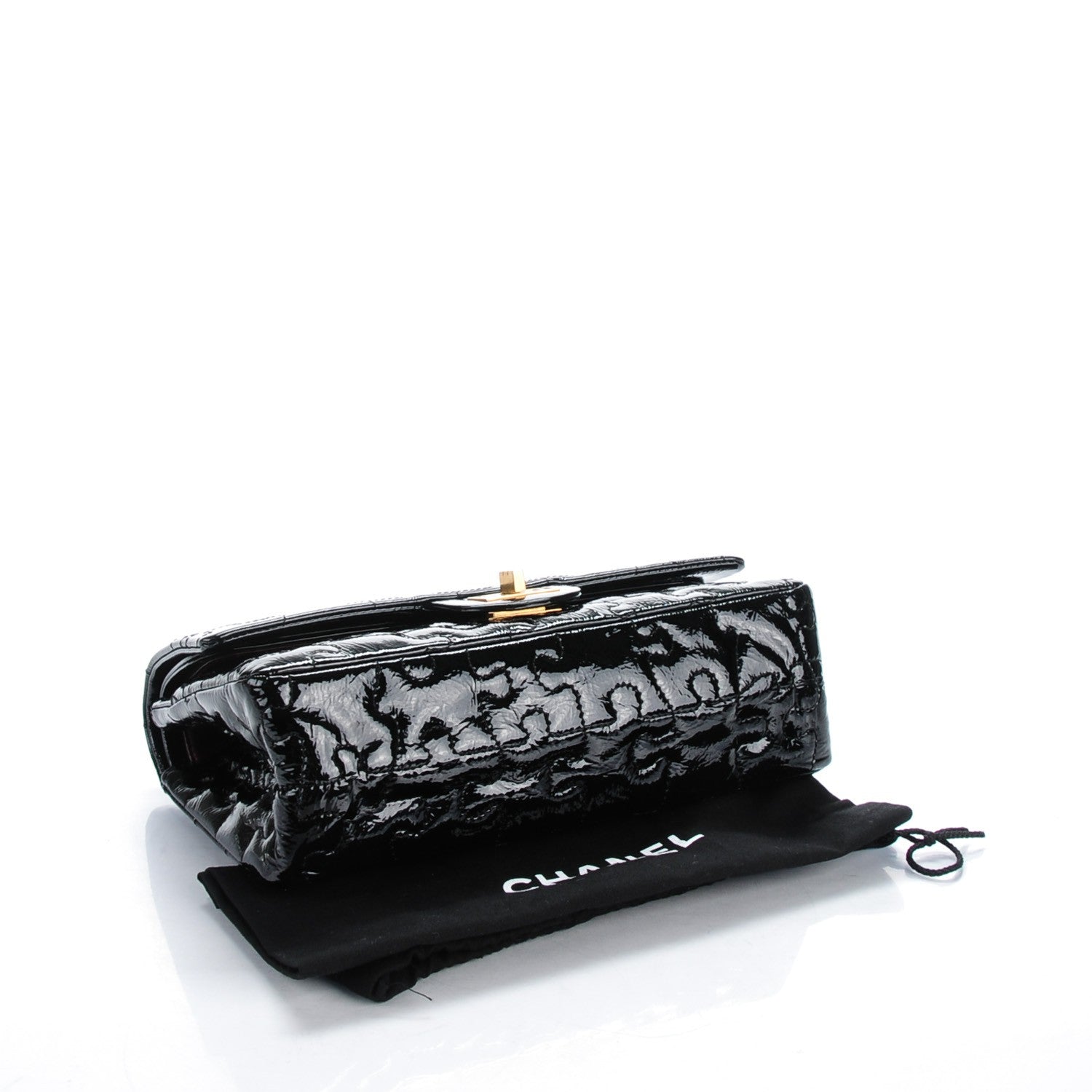 Chanel Crackled Patent Calfskin Puzzle 2.55 Reissue 225 Flap Black 4 of 8