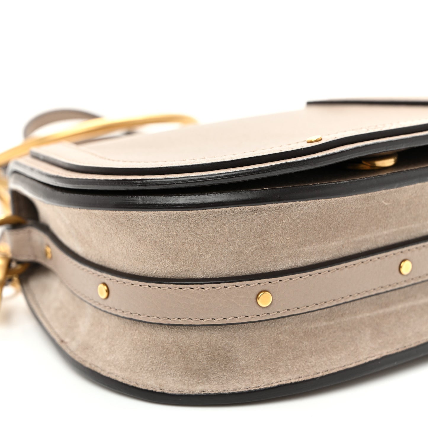 Calfskin Suede Small Nile Bracelet Bag Motty Grey