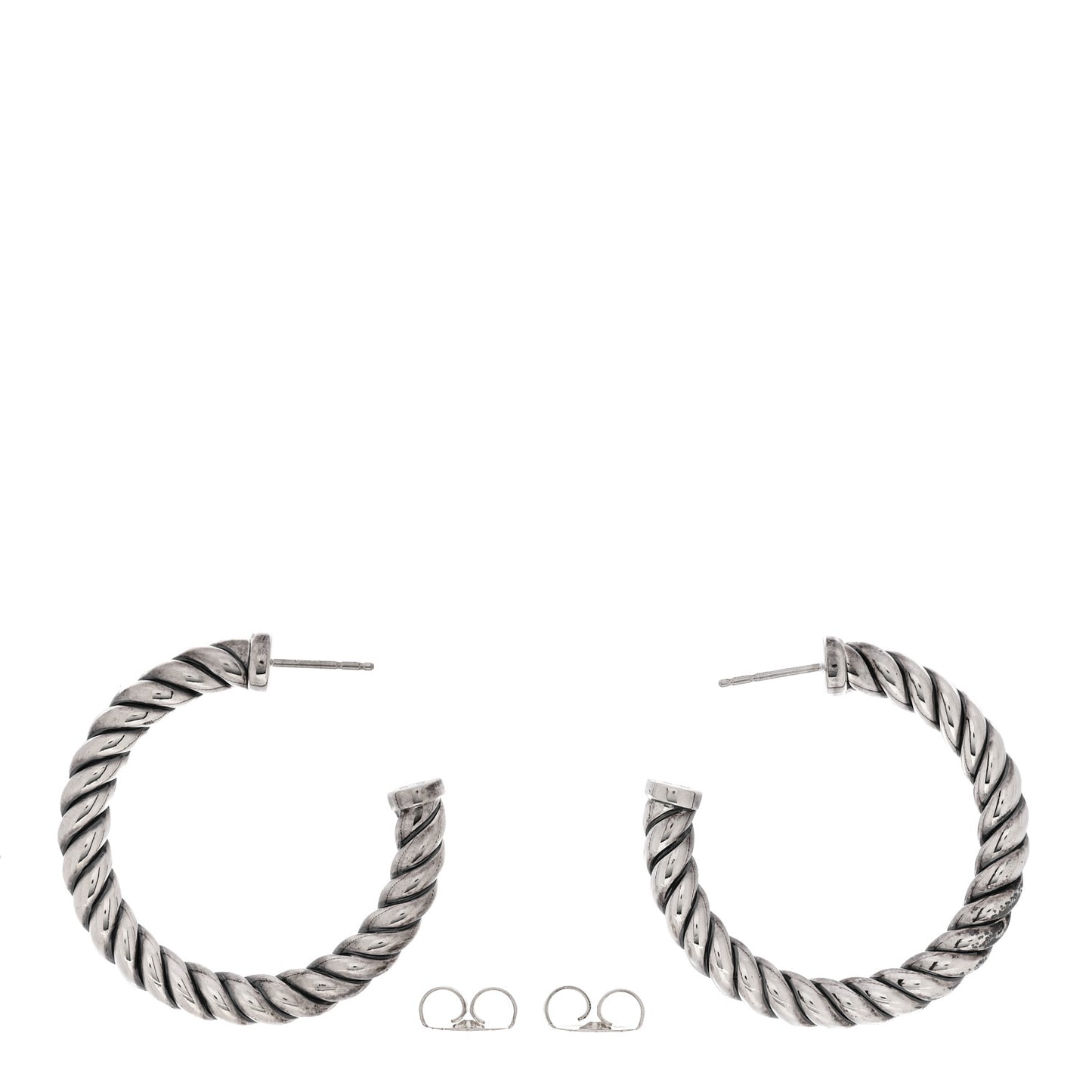 Sterling Silver Sculpted Cable Hoop Earrings
