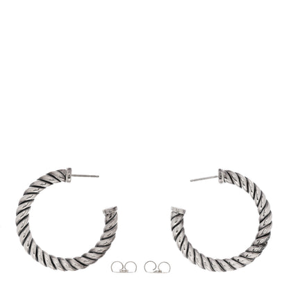 David Yurman Sterling Silver Sculpted Cable Hoop Earrings 3 of 4