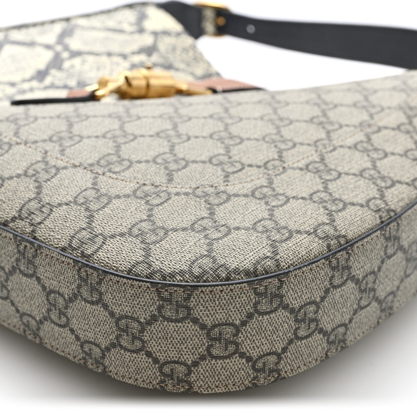 GG Supreme Monogram Snakeskin Medium Jackie 1961 Hobo Beige Ebony