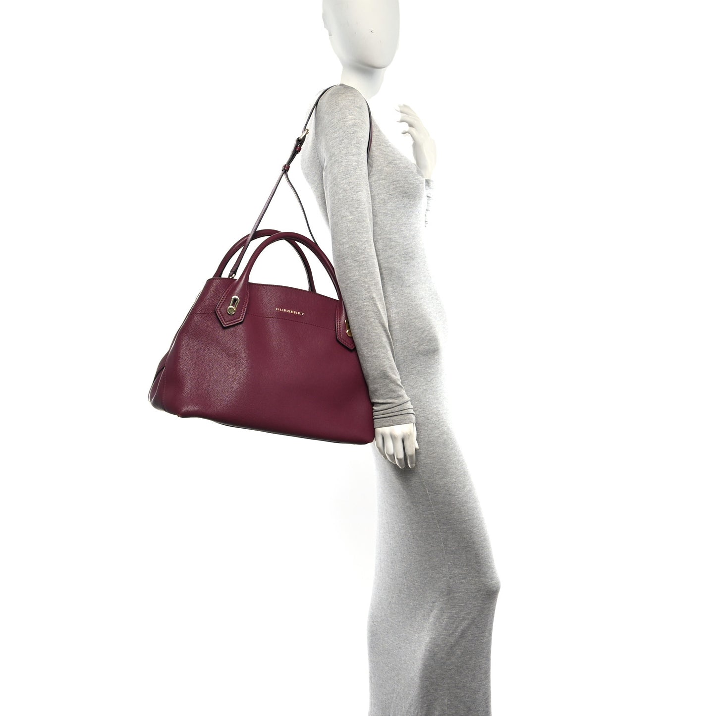 Grainy Calfskin Medium Milton Satchel Burgundy Red