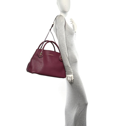 Burberry Grainy Calfskin Medium Milton Satchel Burgundy Red 2 of 9
