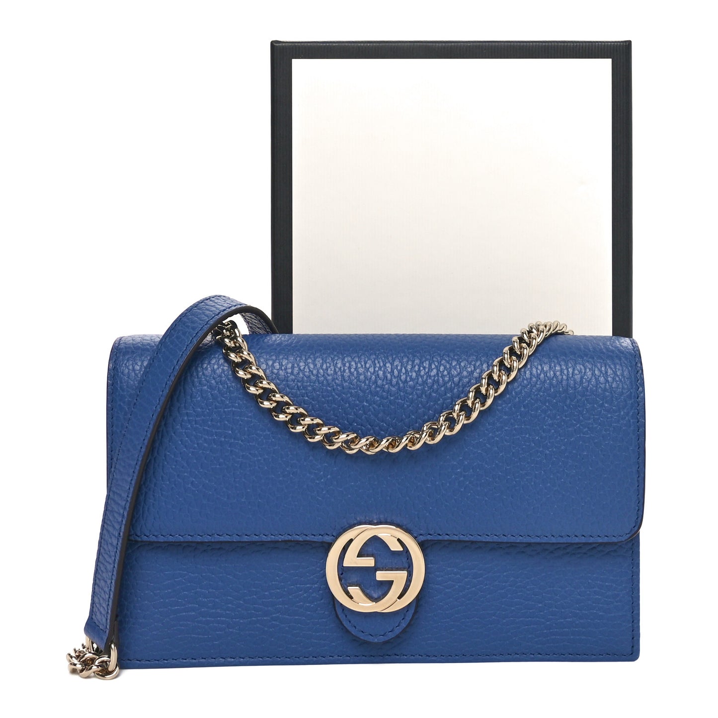 Dollar Calfskin Interlocking G Chain Wallet Caspian
