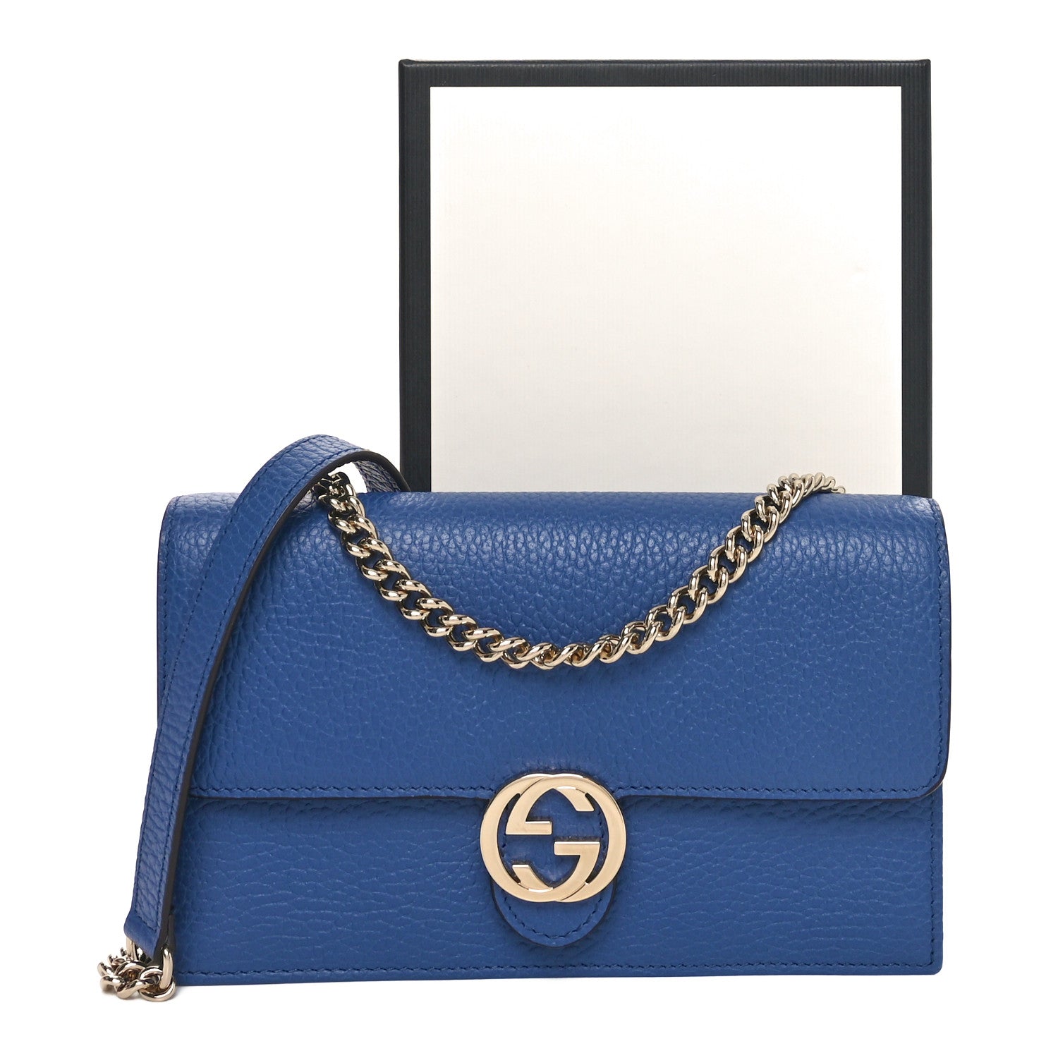 Gucci Dollar Calfskin Interlocking G Chain Wallet Caspian 10 of 10