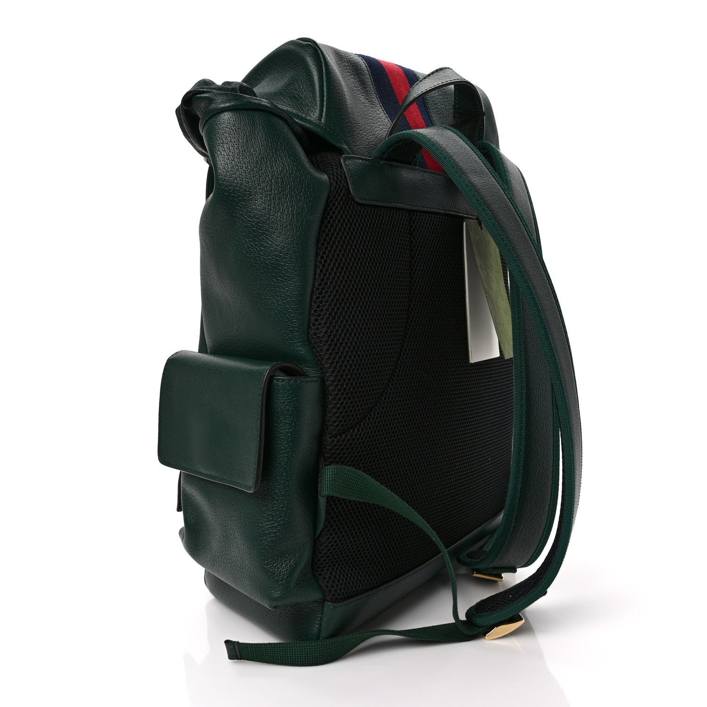 Grained Calfskin Medium Ophidia Double Buckle Backpack Green