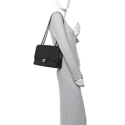 Chanel Caviar Quilted Jumbo Single Flap Black 2 of 11
