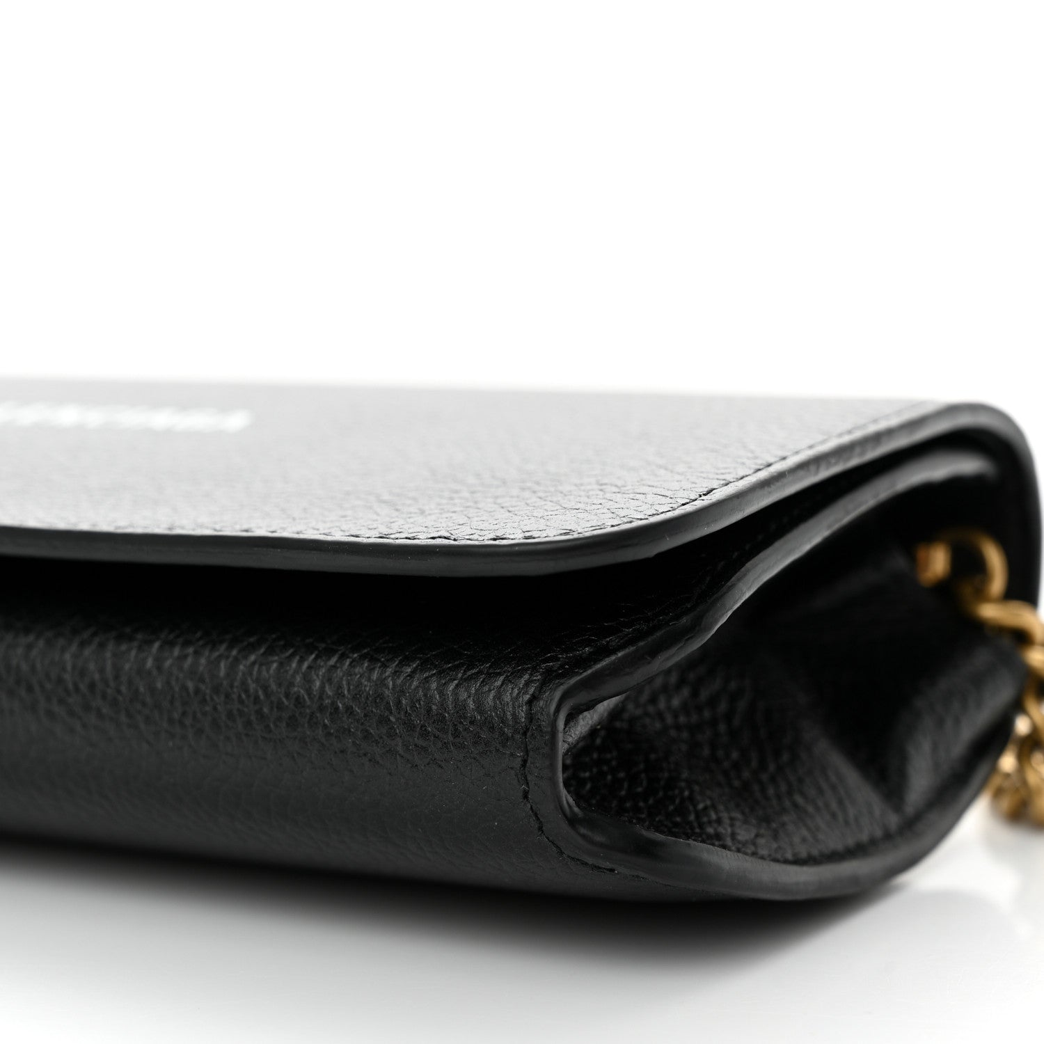 Balenciaga Grained Calfskin Logo Cash Continental Wallet on Chain Black White 10 of 10