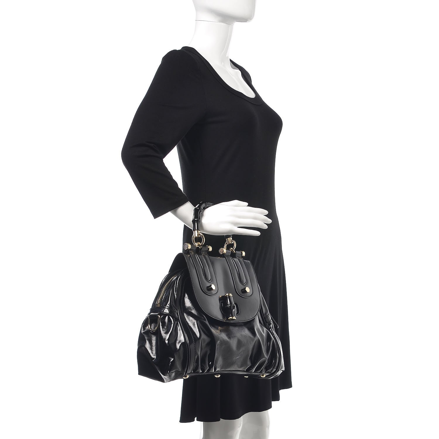 Gucci Dialux Pop Bamboo Top Handle Tote Black 2 of 12