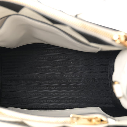 Prada Saffiano City Calfskin Greche Paradigme Bag White Black 5 of 12
