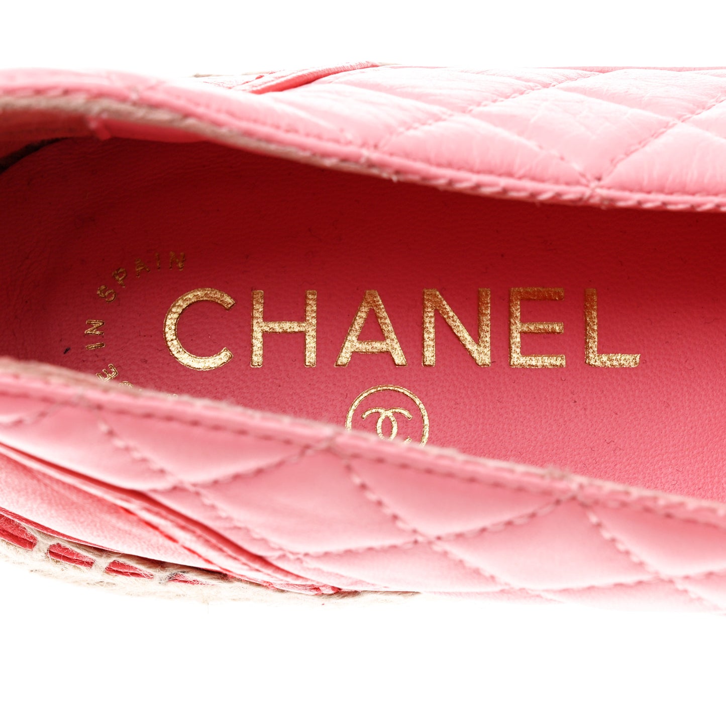 Lambskin Quilted CC Chain Espadrilles 39 Pink Red
