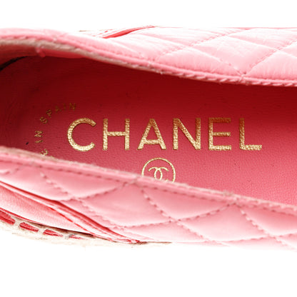 Chanel Lambskin Quilted CC Chain Espadrilles 39 Pink Red 6 of 8