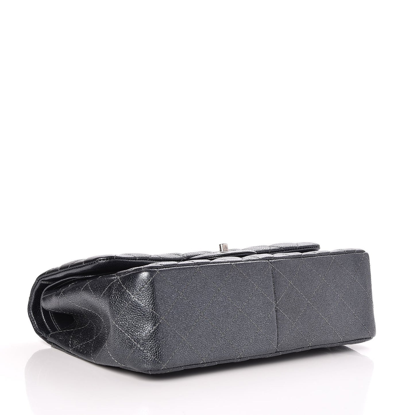 Metallic Caviar Quilted Jumbo Double Flap Dark Grey