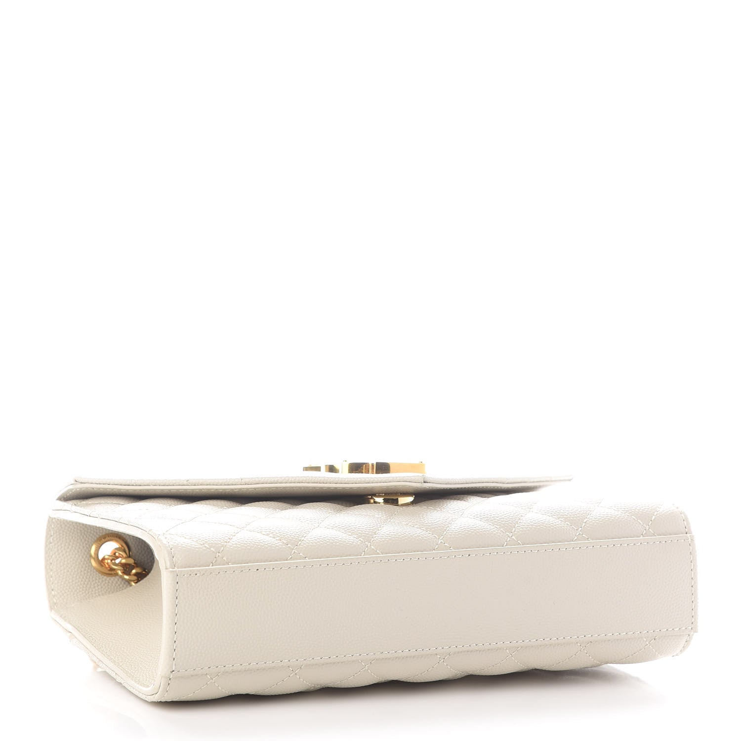 Saint Laurent Grain De Poudre Textured Mixed Matelasse Triquilt Small Monogram Satchel Crema Soft 4 of 8