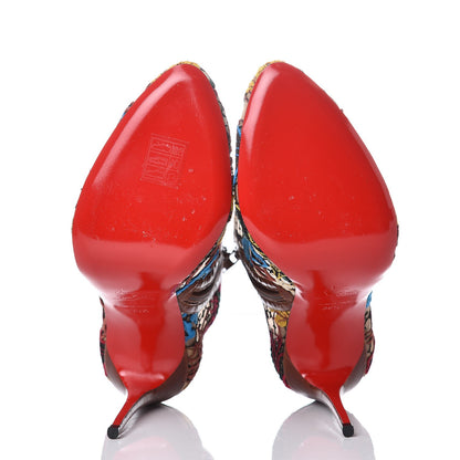 Christian Louboutin Mesh Guipure Wax Lace Calfskin Embossed Miss Tennis 100 Ankle Boots 39.5 Multicolor 5 of 9
