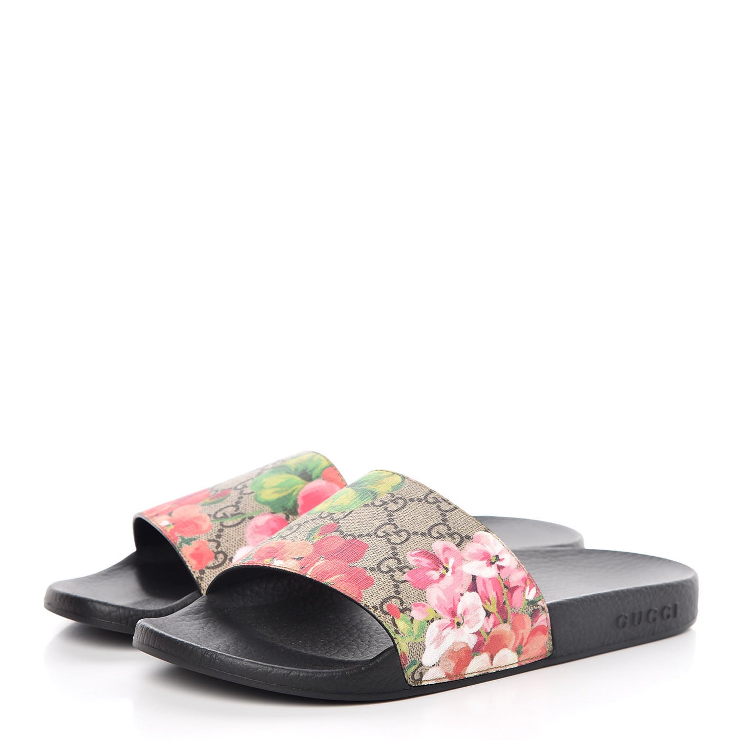 GG Supreme Monogram Blooms Slide Sandals 39 Beige Multicolor