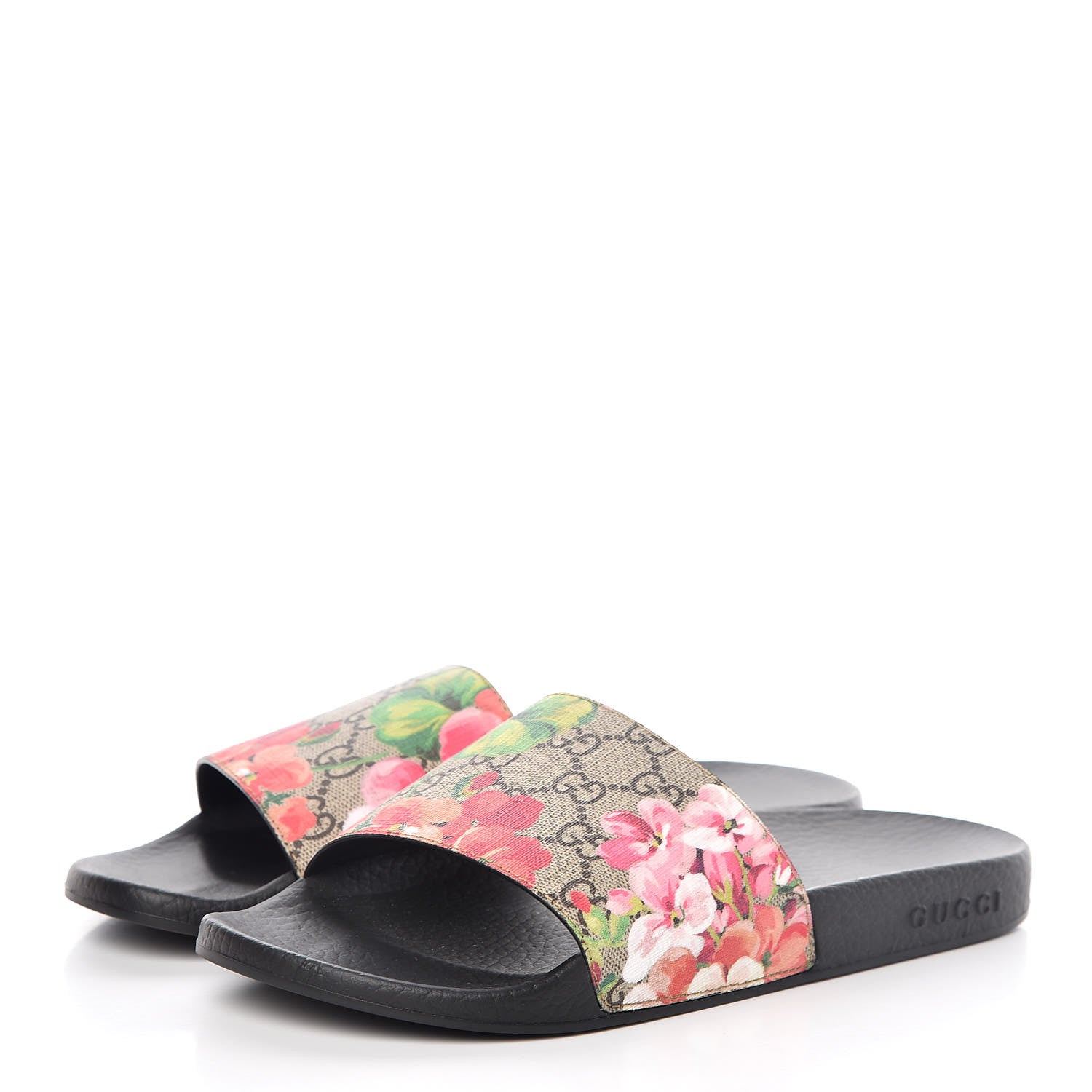 Gucci GG Supreme Monogram Blooms Slide Sandals 39 Beige Multicolor 3 of 8