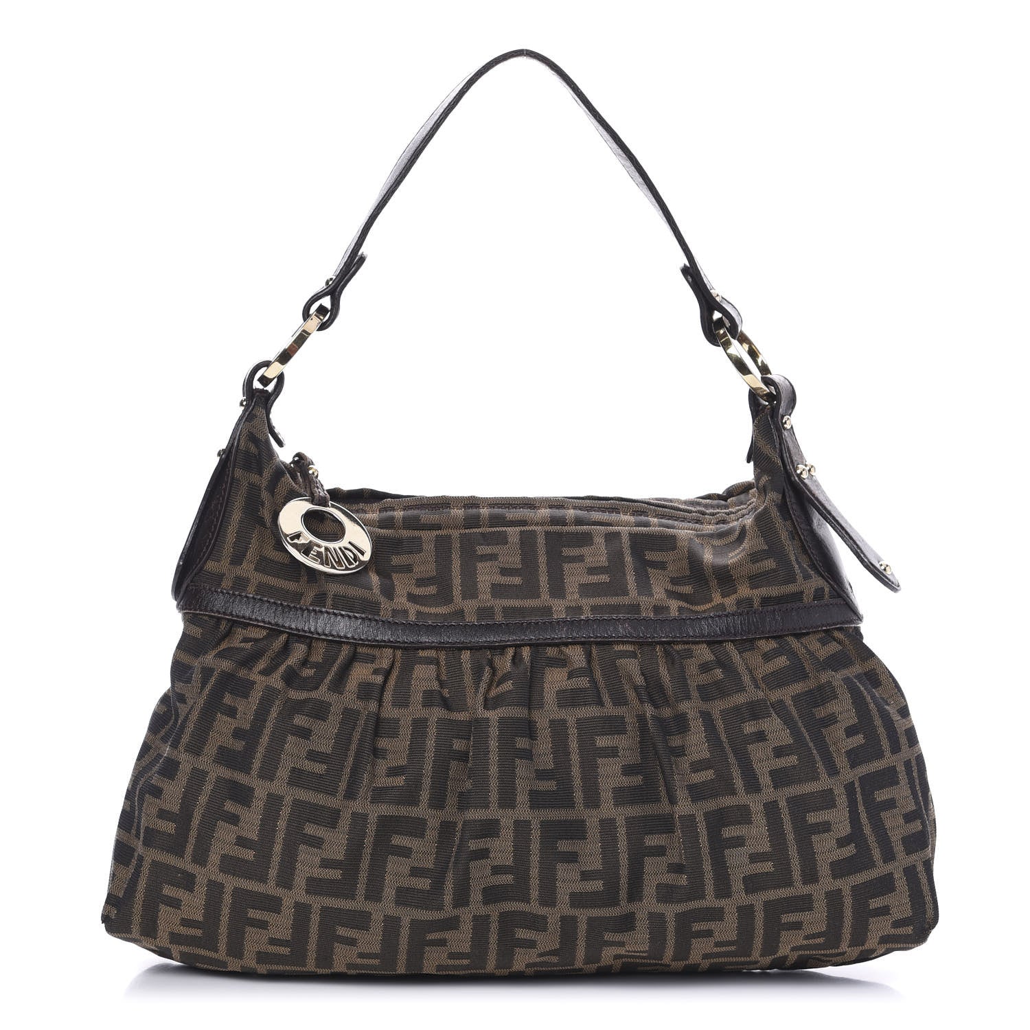 Fendi Zucca Cuoio Lucido Chef Hobo Tobacco Moro 1 of 17