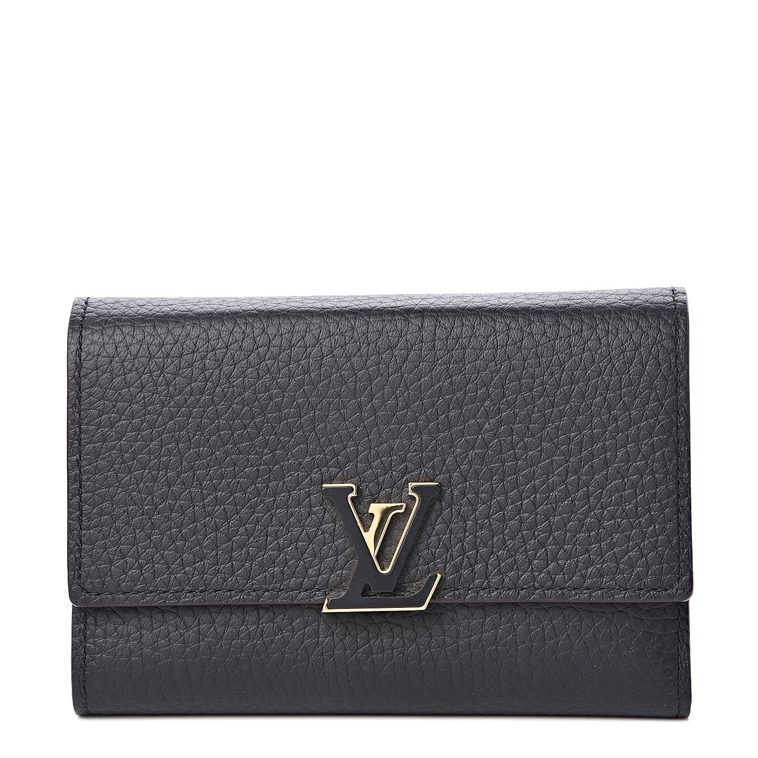 Louis Vuitton Taurillon Capucines Compact Wallet Black 1 of 11