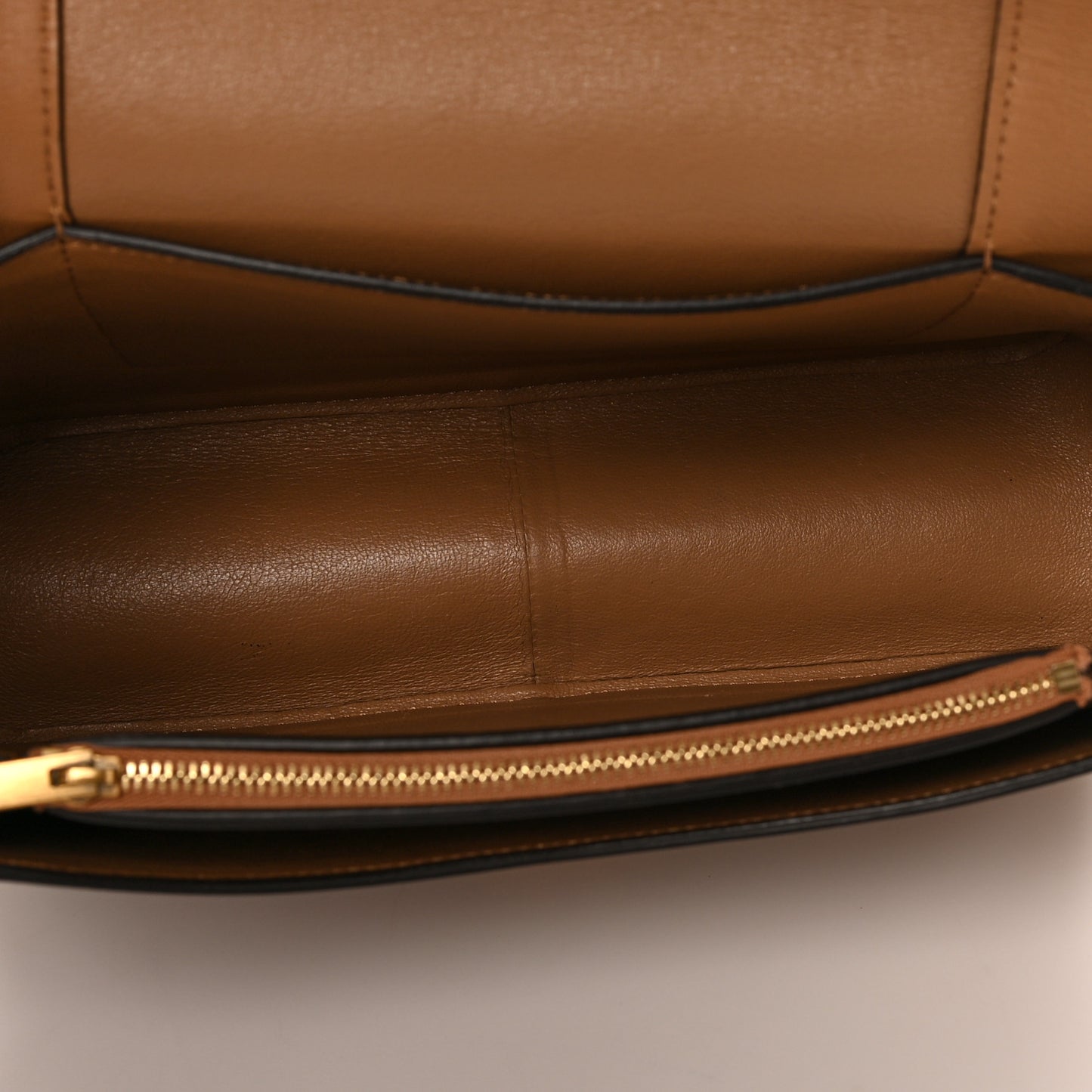 Shiny Smooth Calfskin Medium Frame Shoulder Bag Tan Optic White