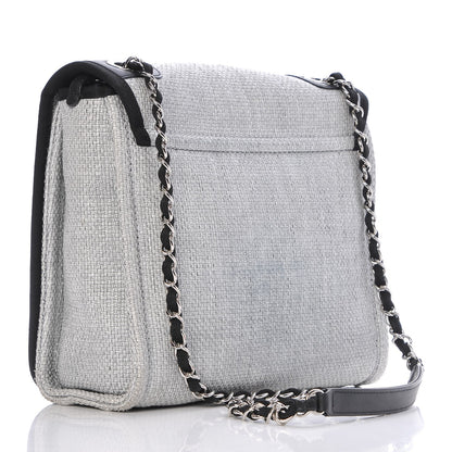 Chanel Woven Straw Raffia Small Deauville Messenger Grey 3 of 7