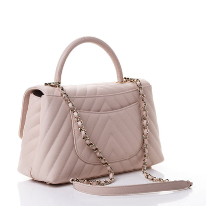 Chanel Caviar Lizard Embossed Chevron Quilted Small Coco Handle Flap Beige 2 of 4