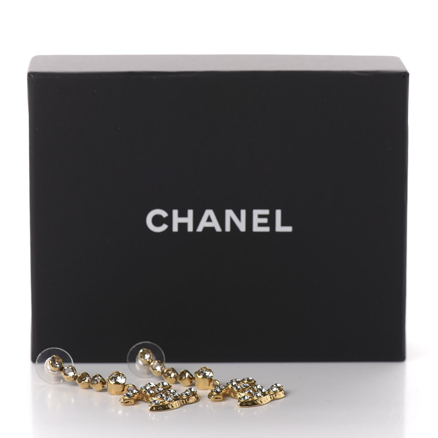 Chanel CC Crystal Drop Earrings Gold 5 of 5