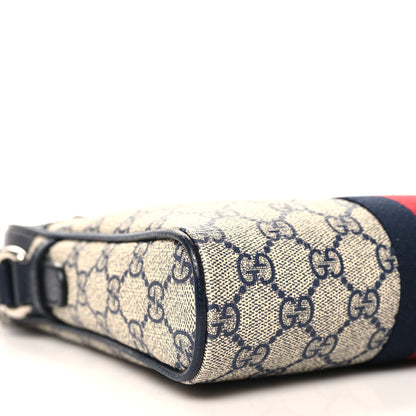 Gucci GG Supreme Monogram Textured Dollar Calfskin Web Small Ophidia Messenger Bag Beige Blue 9 of 10