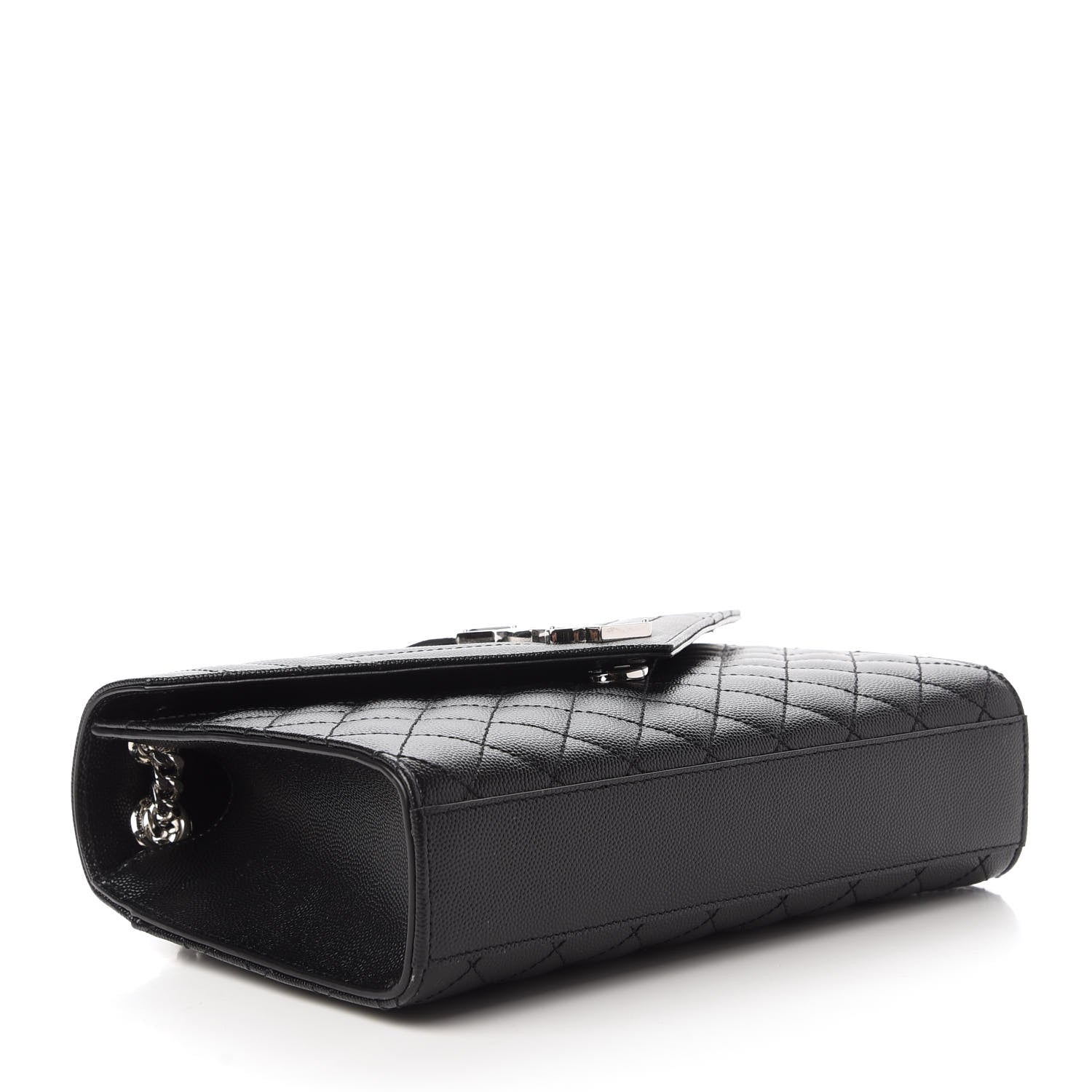 Saint Laurent Grain De Poudre Textured Mixed Matelasse Triquilt Medium Monogram Satchel Black 4 of 10