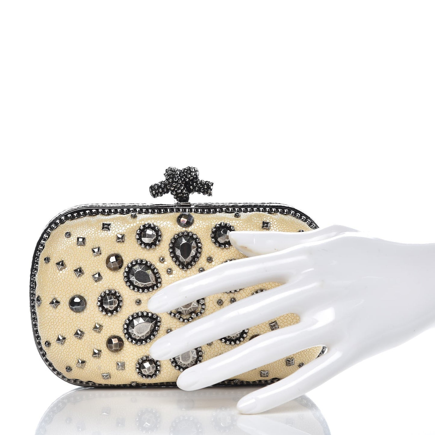Galuchat Studded Knot Clutch Mineral