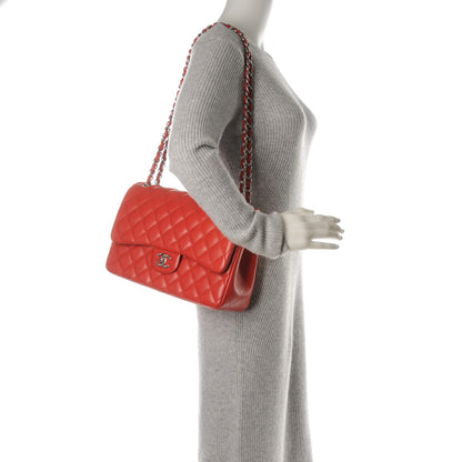 Chanel Lambskin Quilted Jumbo Double Flap Red 2 of 7