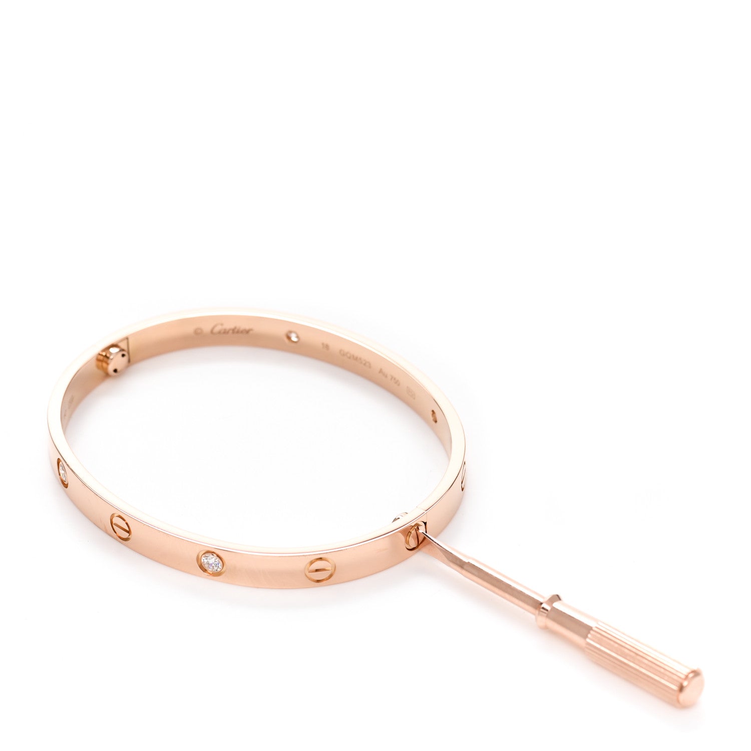 Cartier 18K Pink Gold 4 Diamond LOVE Bracelet 18 3 of 4