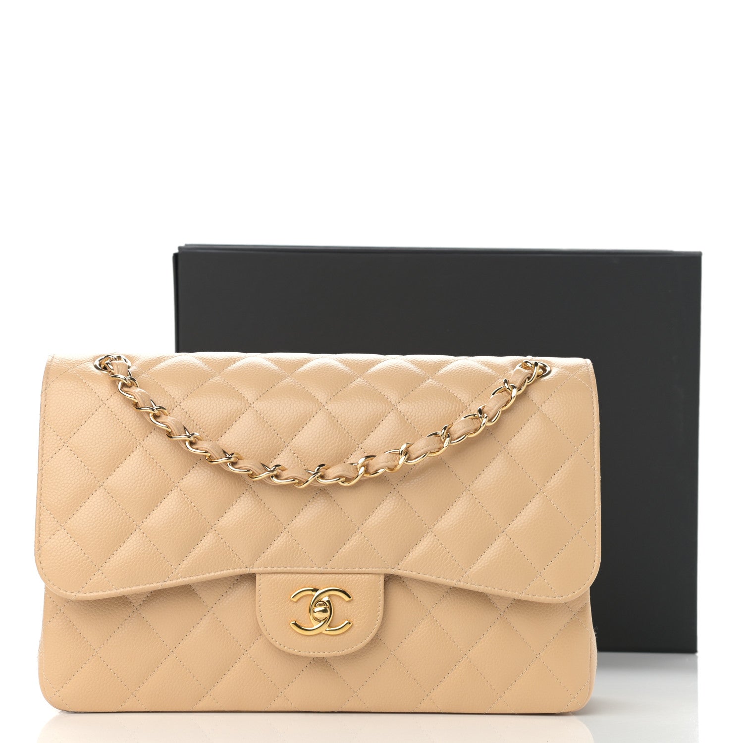 Chanel Caviar Quilted Jumbo Double Flap Beige Clair 12 of 12