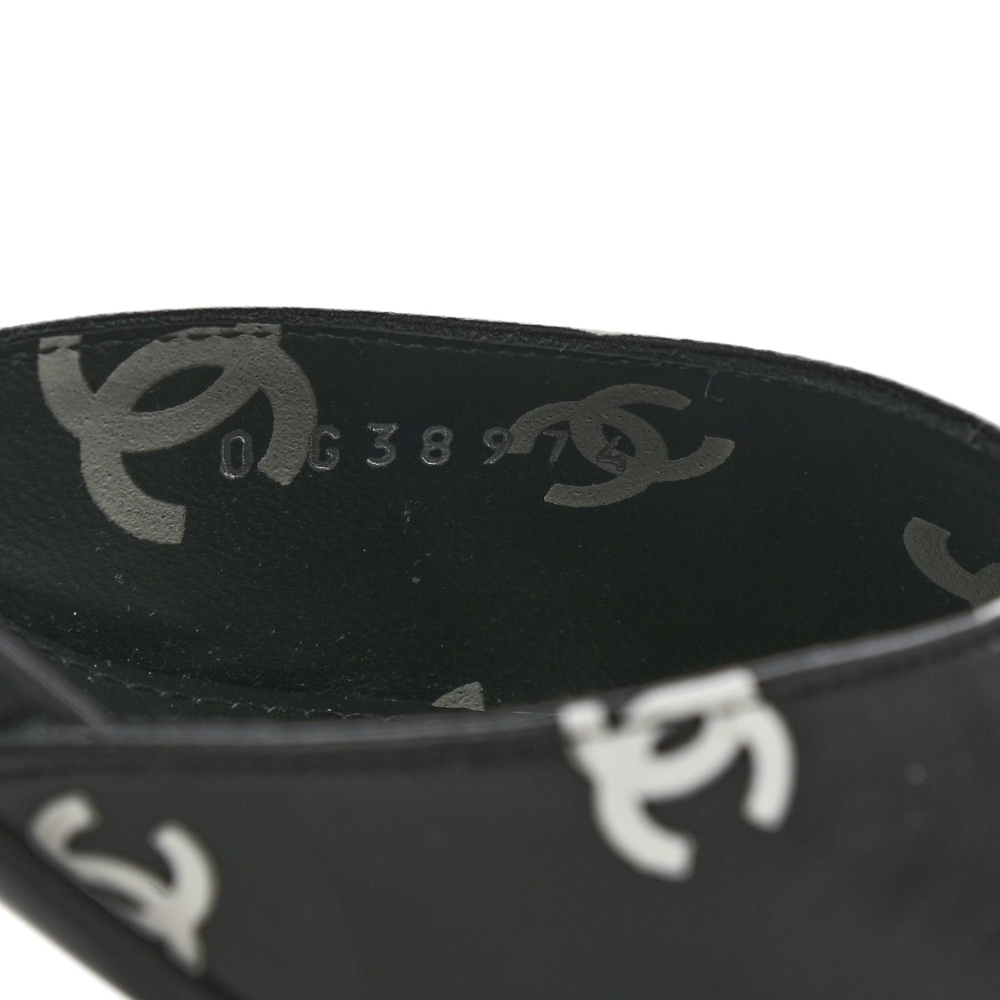 Lambskin Printed CC Sandals 41 Black White