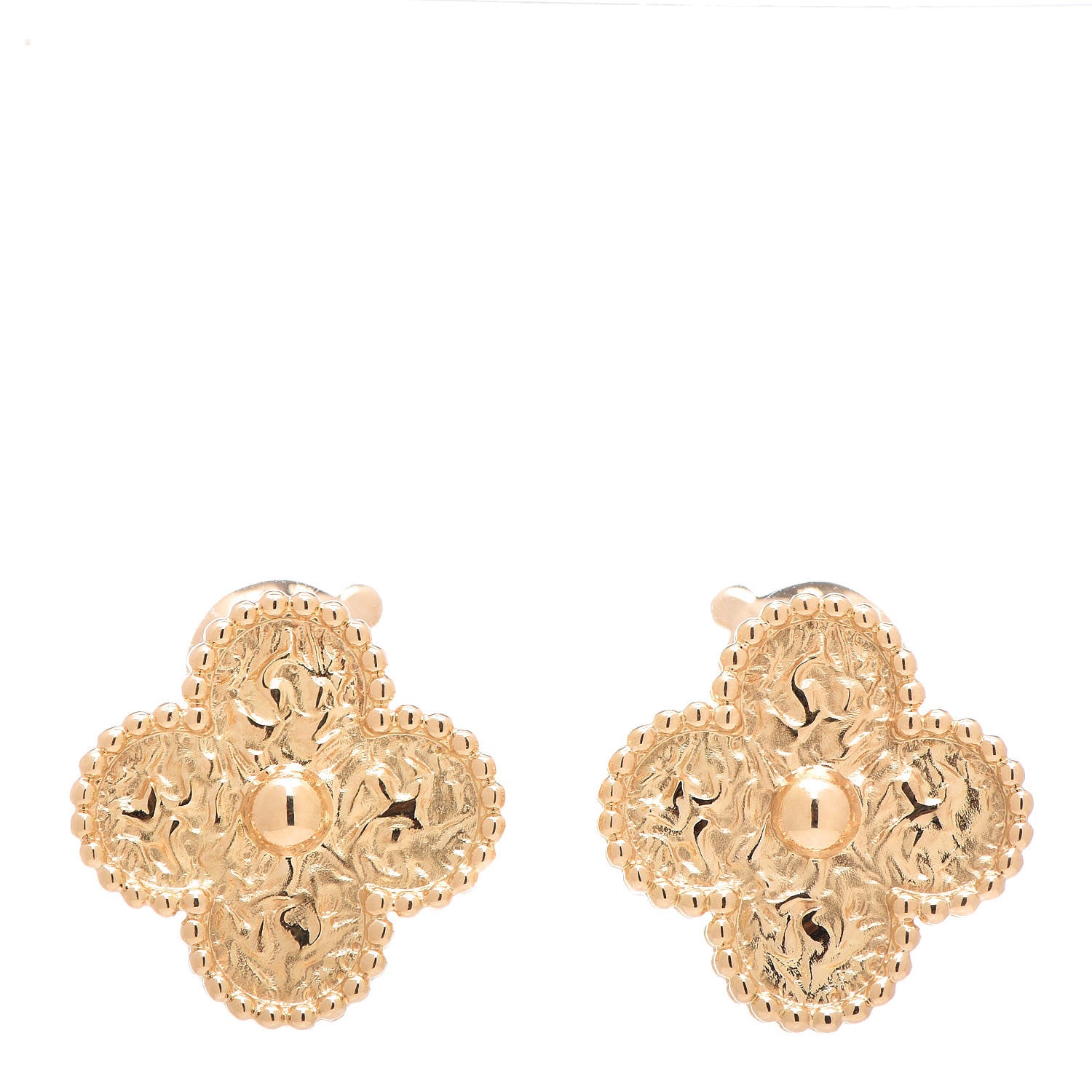 Van Cleef & Arpels 18K Yellow Gold Vintage Alhambra Earrings 1 of 5