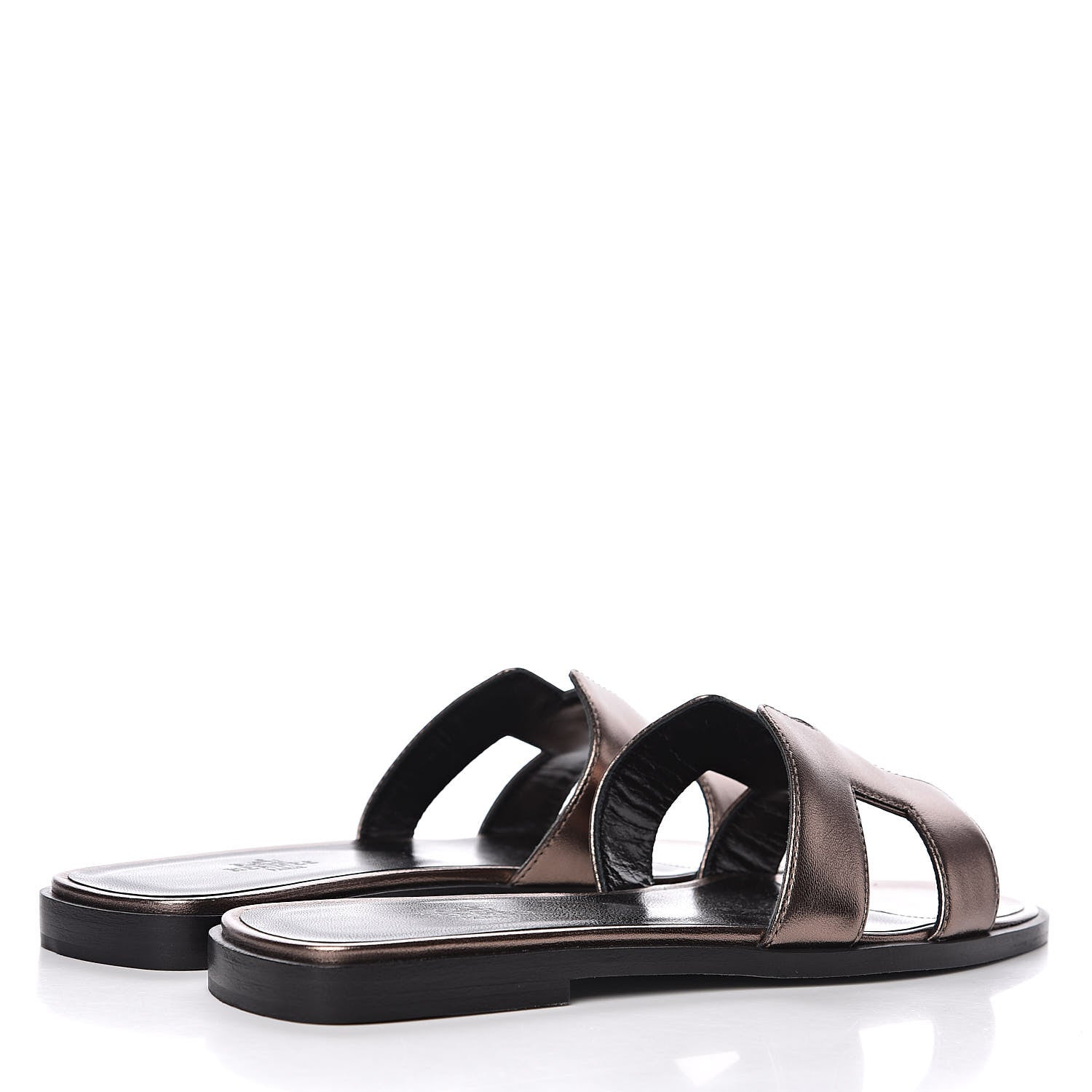Hermes Metallic Nappa Oran Sandals 37 Or Vieilli 4 of 8