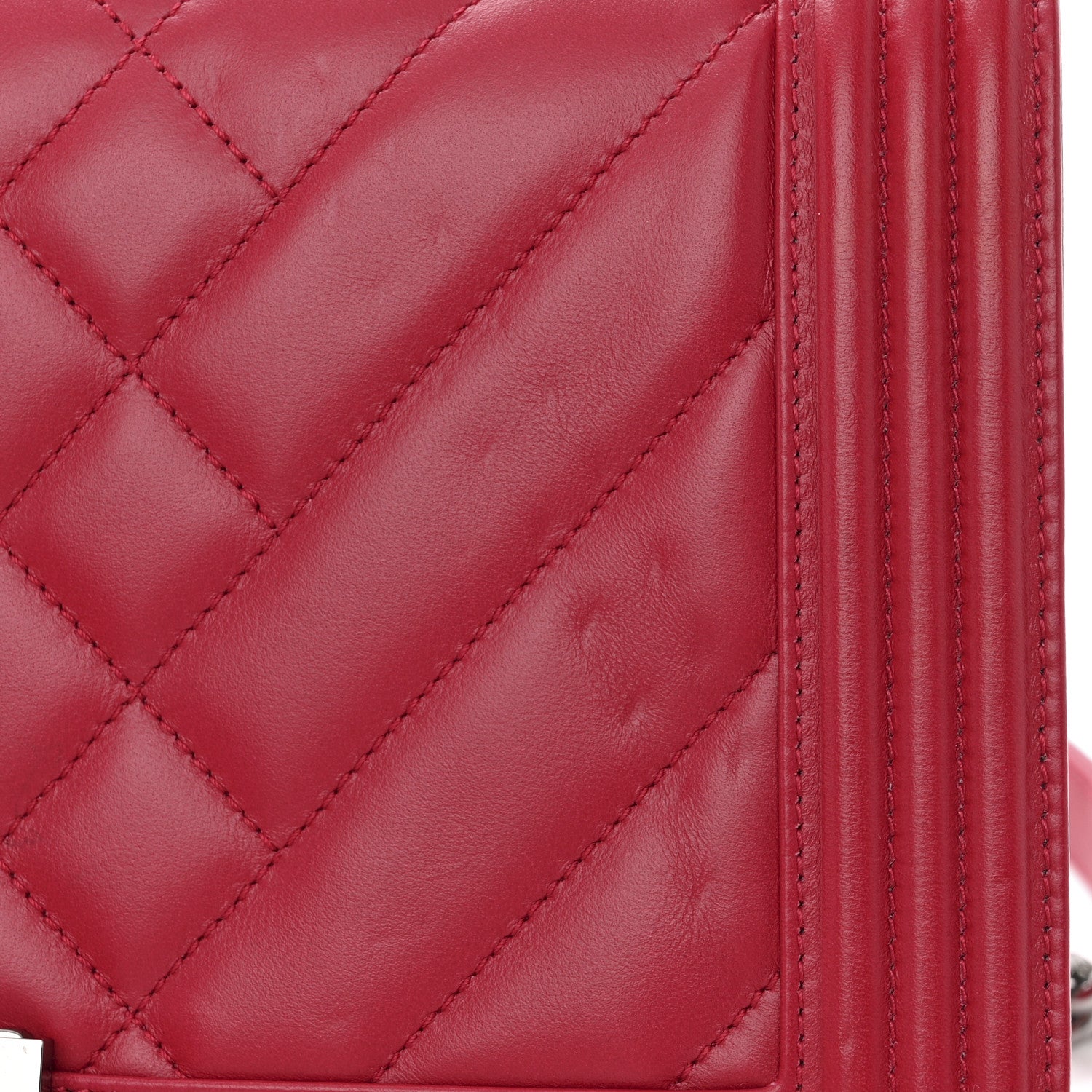 Chanel Lambskin Chevron Quilted New Medium Boy Flap Dark Pink 11 of 12