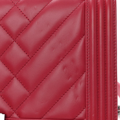 Chanel Lambskin Chevron Quilted New Medium Boy Flap Dark Pink 11 of 12