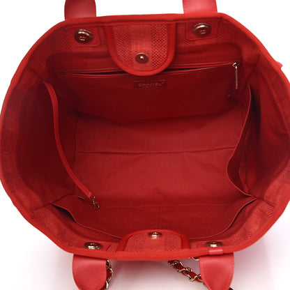 Chanel Mixed Fibers Striped Large Deauville Tote Red 5 of 11