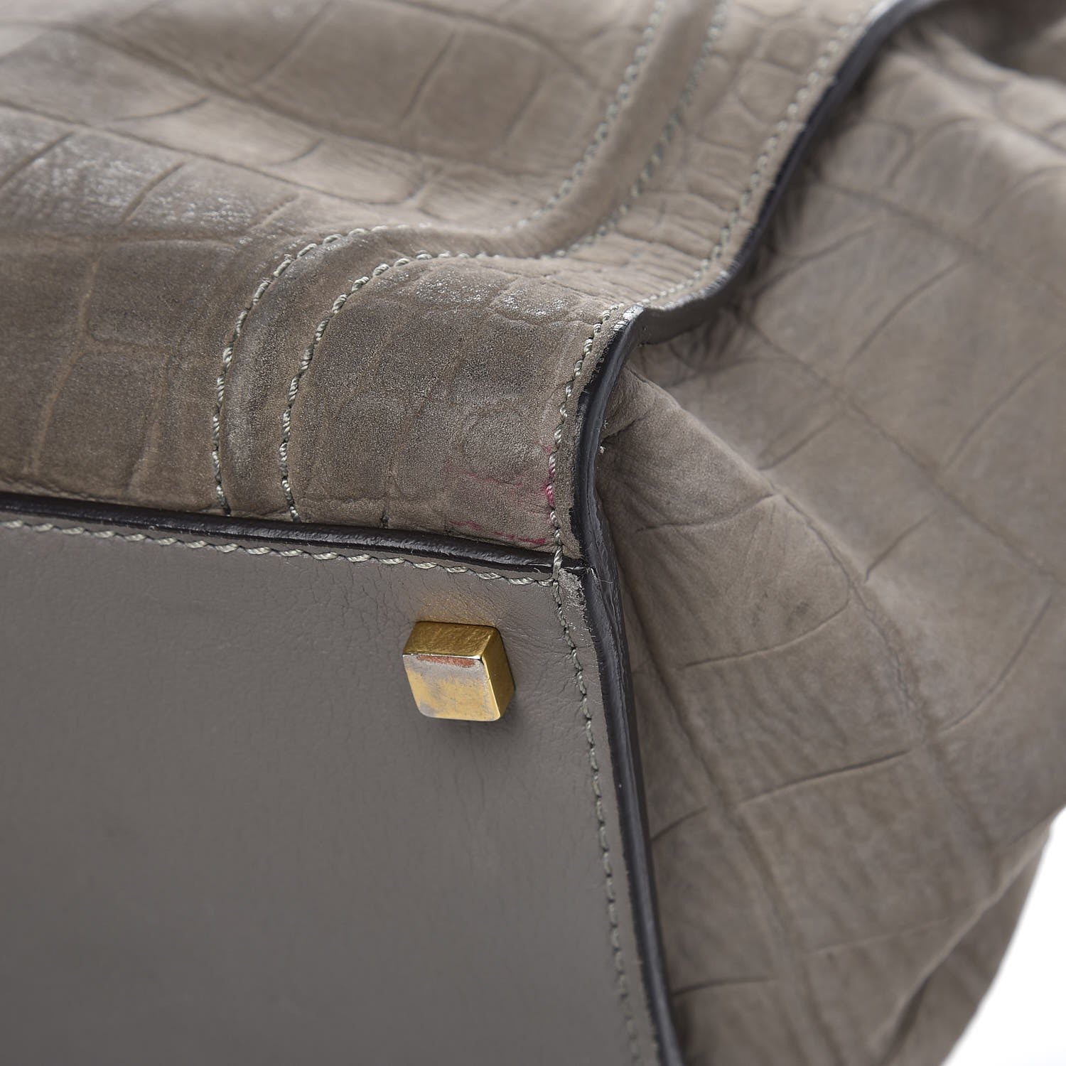 Celine Crocodile Embossed Nubuck Medium Phantom Luggage Grey 13 of 16